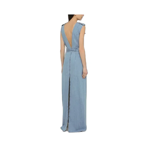 A Long Sleeveless Denim Dress