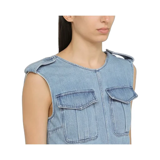 A Long Sleeveless Denim Dress