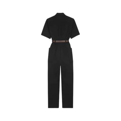 Saint Laurent Belted Short-Sleeved Jumpsuit