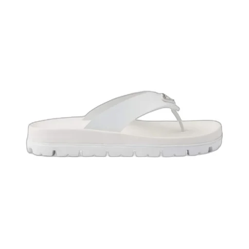 Prada Triangle-Logo Round-Toe Flip Flops