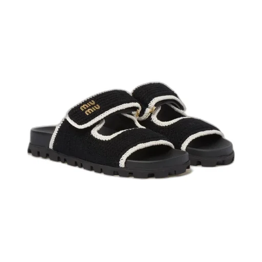 Miu Miu Logo-Lettering Slip-On Sandals
