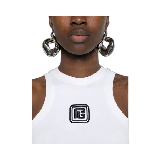 Balmain Logo Patch Sleeveless Tank Top