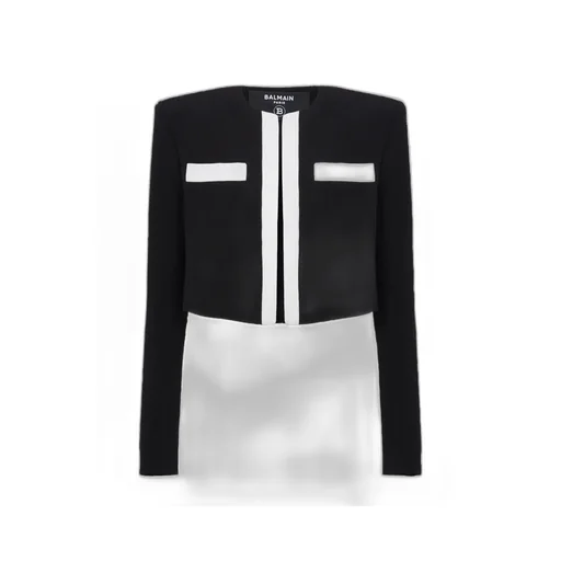 Balmain Two-Tone Crepe Spencer Jacket
