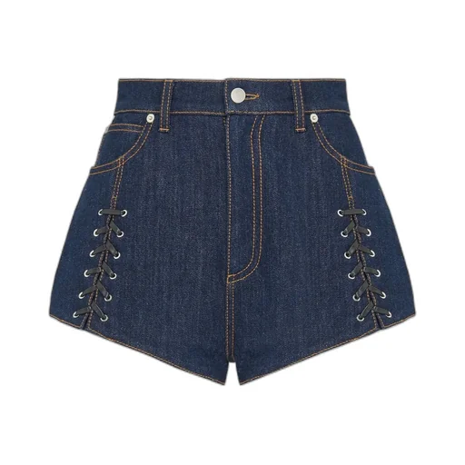 Strap-Up Denim Shorts