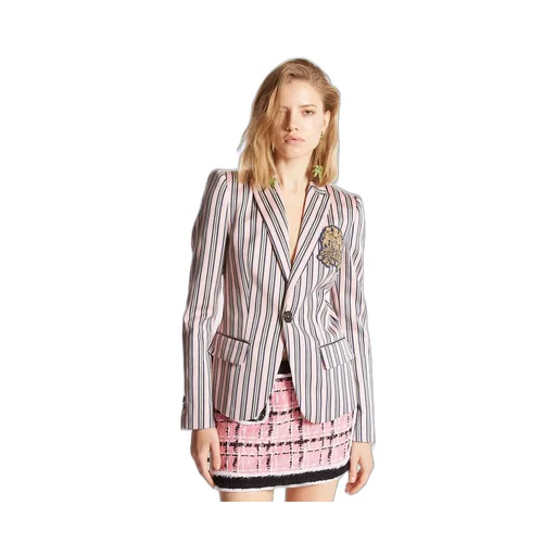 Logo-Patch Striped Blazer