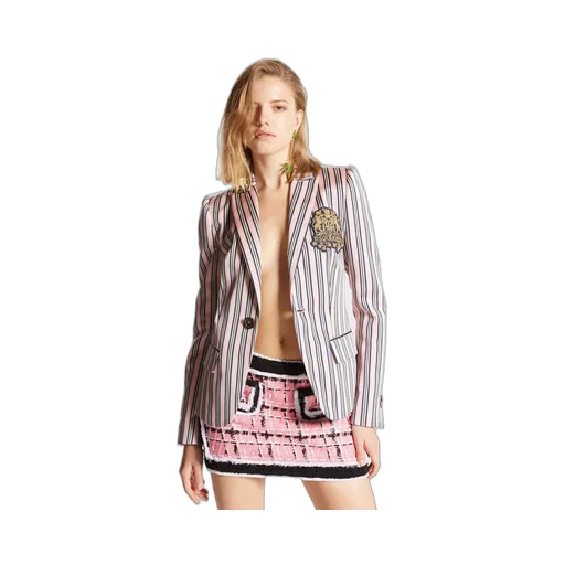 Logo-Patch Striped Blazer