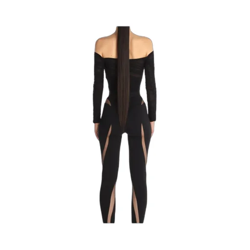 Mugler Ruched Tulle Bodysuit