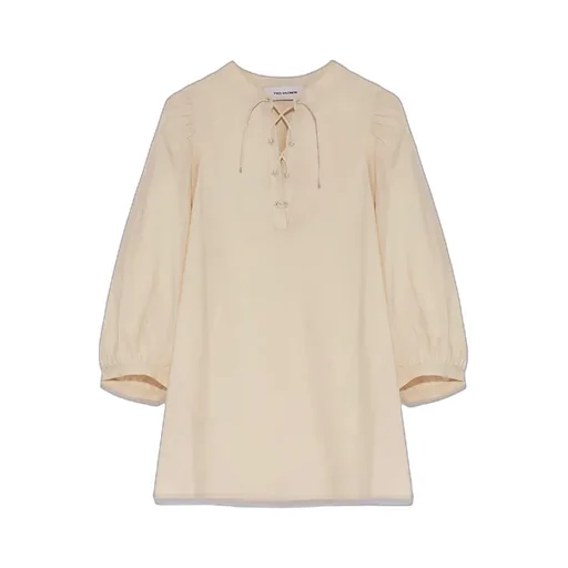 Tie-Neck Silk Seersucker Blouse