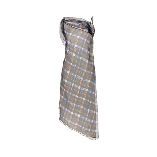 Salvatore Ferragamo Checked Asymmetrical Dress