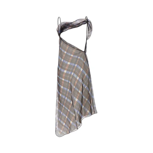 Salvatore Ferragamo Checked Asymmetrical Dress