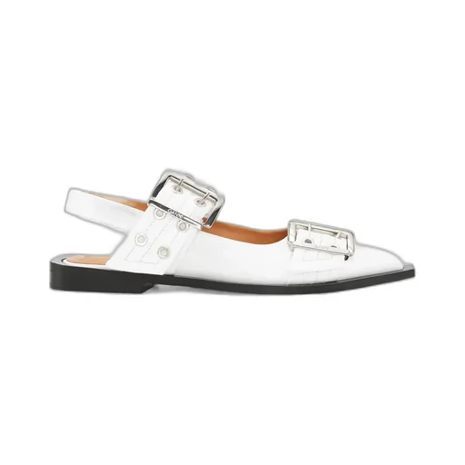 Ganni Egret Pointed Toe Buckle Ballerinas