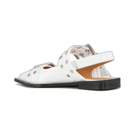 Ganni Egret Pointed Toe Buckle Ballerinas