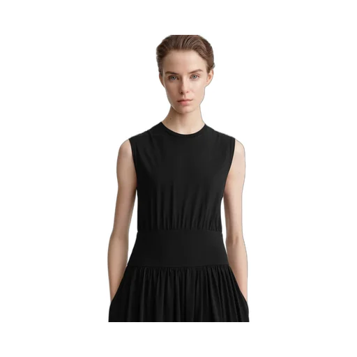 A Sleeveless Pleated Dress