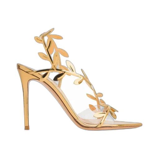 Gianvito Rossi Flavia Leaf Motif Pointed-Toe Sandals