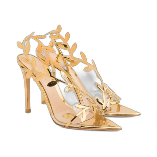 Gianvito Rossi Flavia Leaf Motif Pointed-Toe Sandals