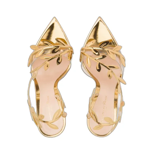 Gianvito Rossi Flavia Leaf Motif Pointed-Toe Sandals