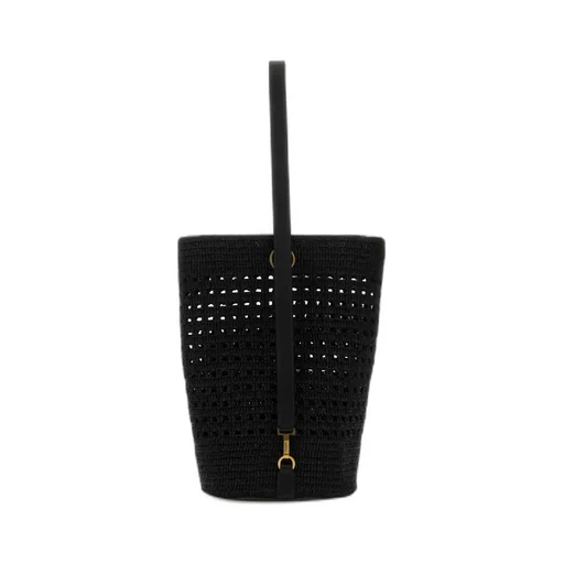 Saint Laurent Logo Plaque Woven Bucket Bag