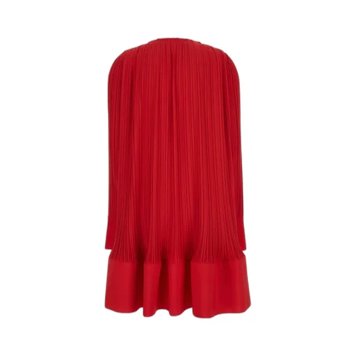 Lanvin Frilled-Neck Pleated Flared Mini Dress