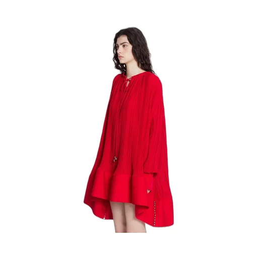 Lanvin Frilled-Neck Pleated Flared Mini Dress