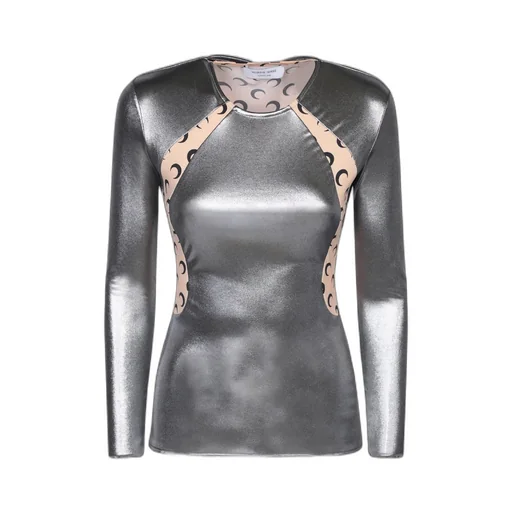 Marine Serre Crescent Moon-Panelled Crewneck Jersey Top