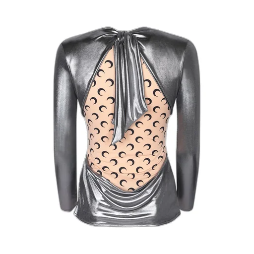 Marine Serre Crescent Moon-Panelled Crewneck Jersey Top