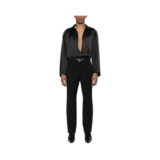 Saint Laurent Grain De Poudre Straight Leg Pants