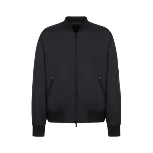 Giorgio Armani Logo Embroidered Zip-Up Jacket