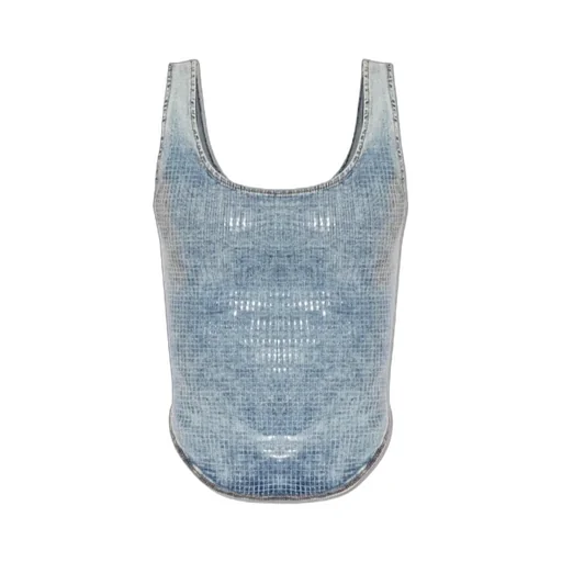 Diesel Shi Denim Style Printed Bustier Top