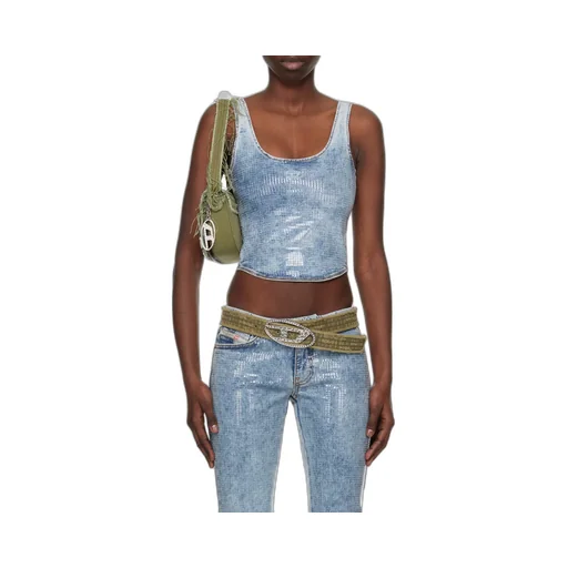 Diesel Shi Denim Style Printed Bustier Top