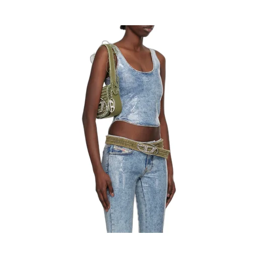 Diesel Shi Denim Style Printed Bustier Top