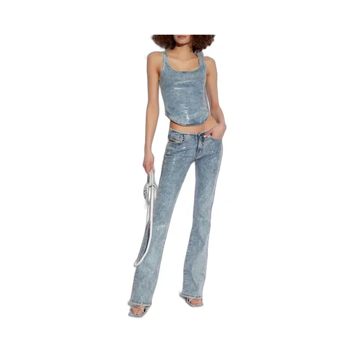 Diesel Shi Denim Style Printed Bustier Top