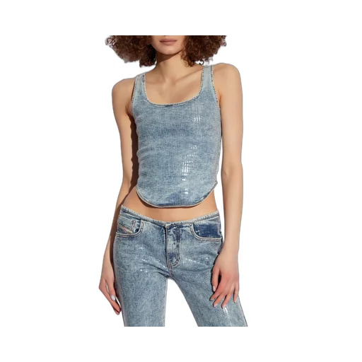 Diesel Shi Denim Style Printed Bustier Top