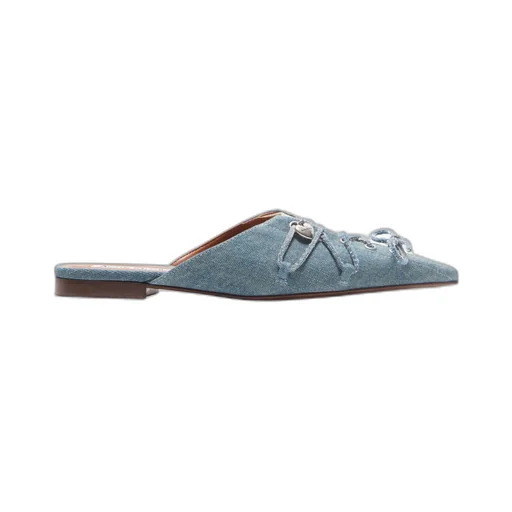 Lace-Up Denim Slippers