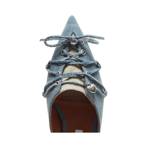 Lace-Up Denim Slippers