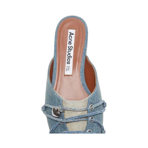 Lace-Up Denim Slippers
