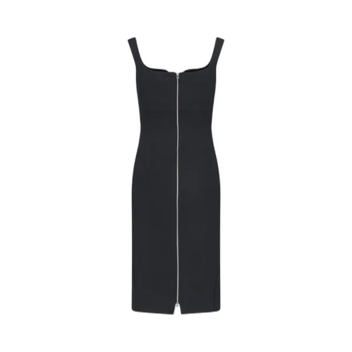 Zip-Up Crepe Midi Dress