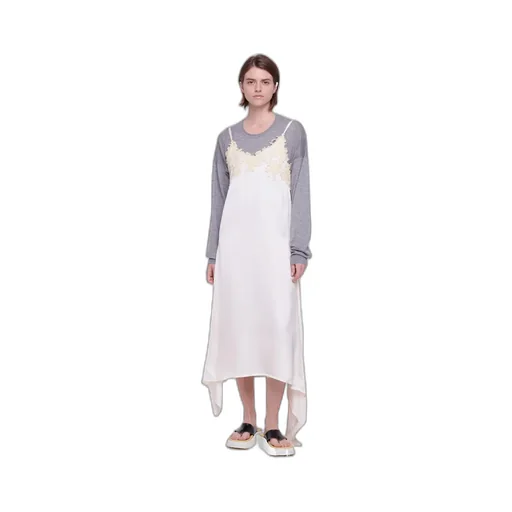 Floral-Lace Satin Slip Dress