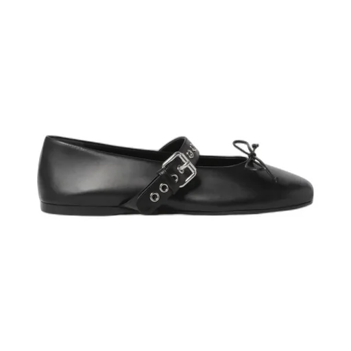 Miu Miu Bow-Detailed Buckled Ballerina Shoes