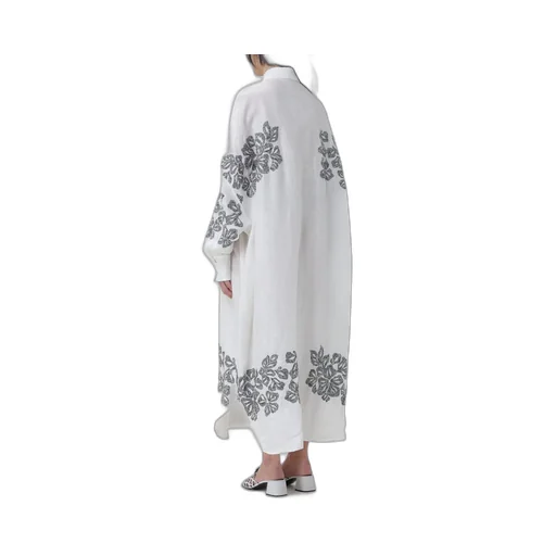 Floral-Embroidered Linen Shirt Dress