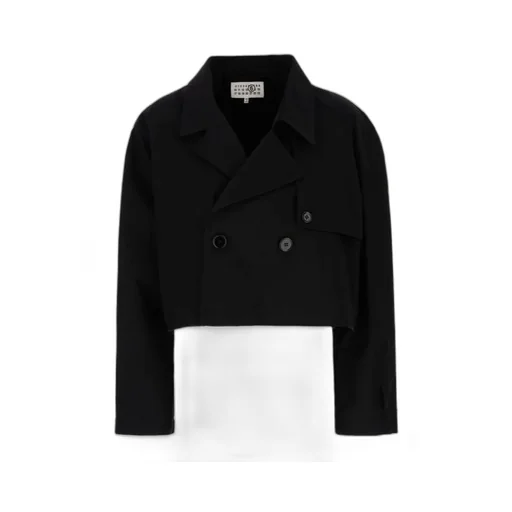 Mm6 Maison Margiela Double-Breasted Raw-Cut Cropped Jacket