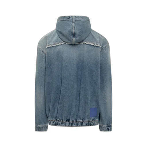 Marcelo Burlon County Of Milan Fringed Zipped Denim Hooded Jacket