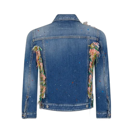 Paint-Splatter Panelled Denim Jacket