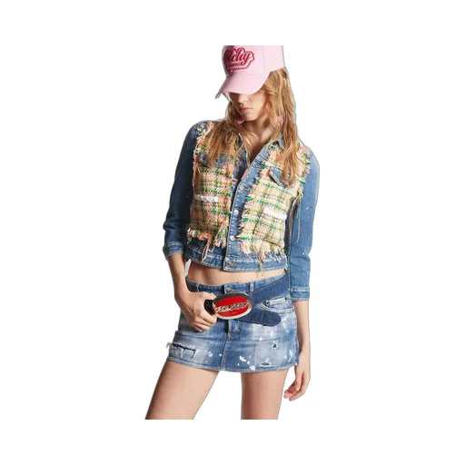 Paint-Splatter Panelled Denim Jacket