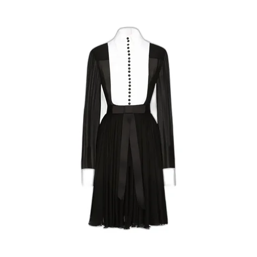 Bib-Collar Silk-Blend Shirtdress