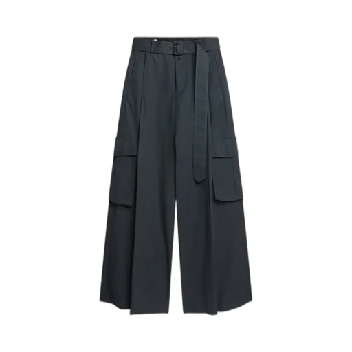 Wide-Belt Casual Pants