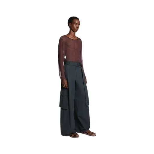 Wide-Belt Casual Pants