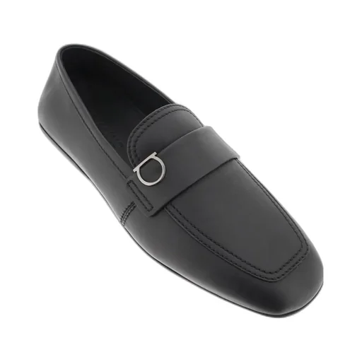 Salvatore Ferragamo Gancini-Plaque Round-Toe Loafers