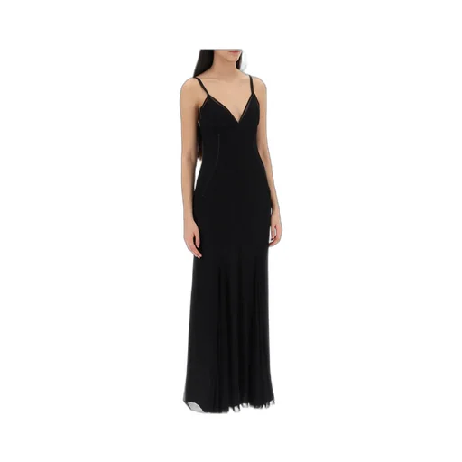 Dolce & Gabbana V-Neck Tulle Maxi Dress