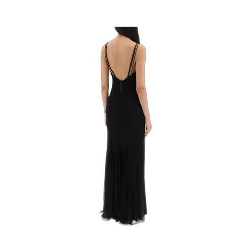 Dolce & Gabbana V-Neck Tulle Maxi Dress