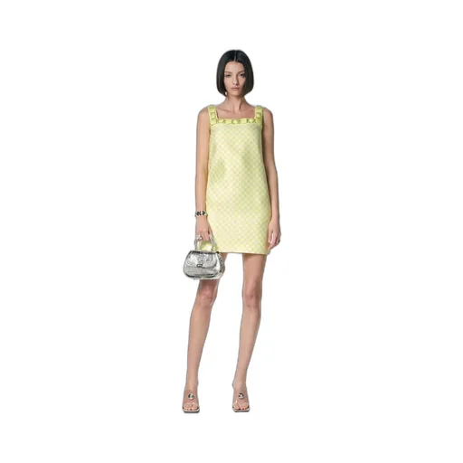 Embellished Check-Pattern Dress